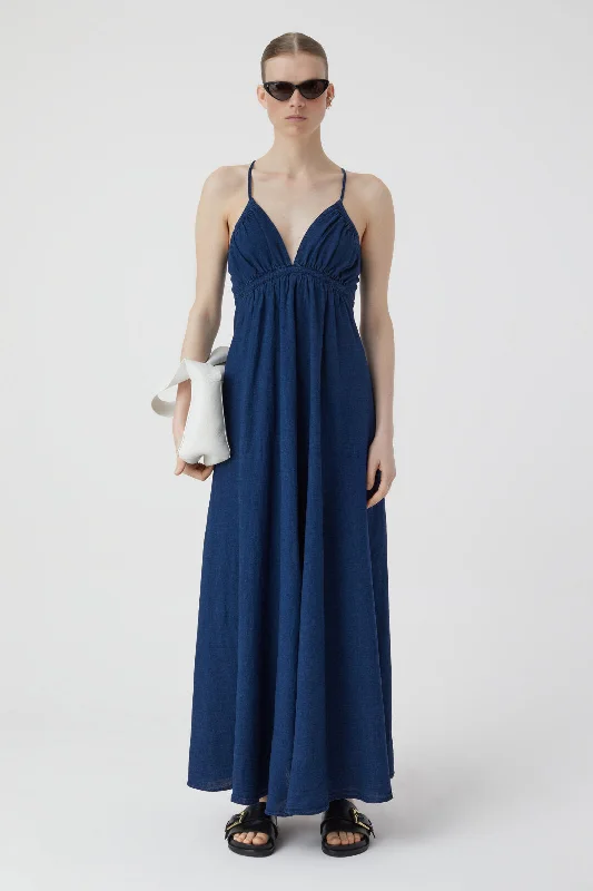 Denim Strap Maxi Dress