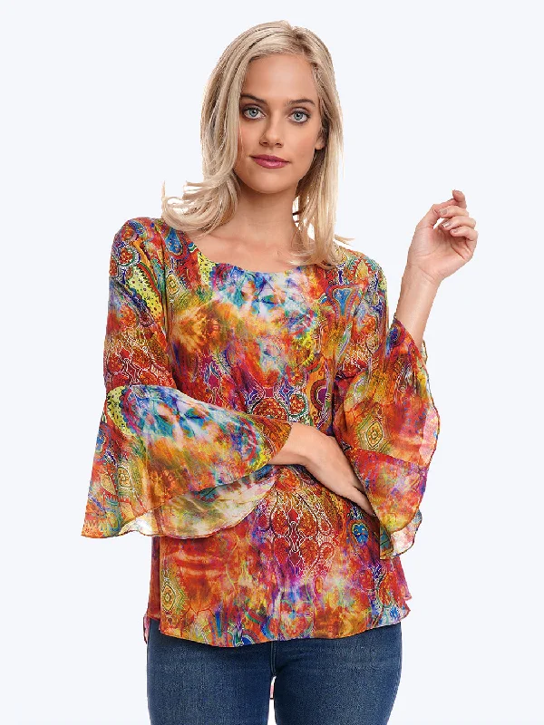 Tianello print ""Jinya"" Washable Silk ""Trey"" Blouse