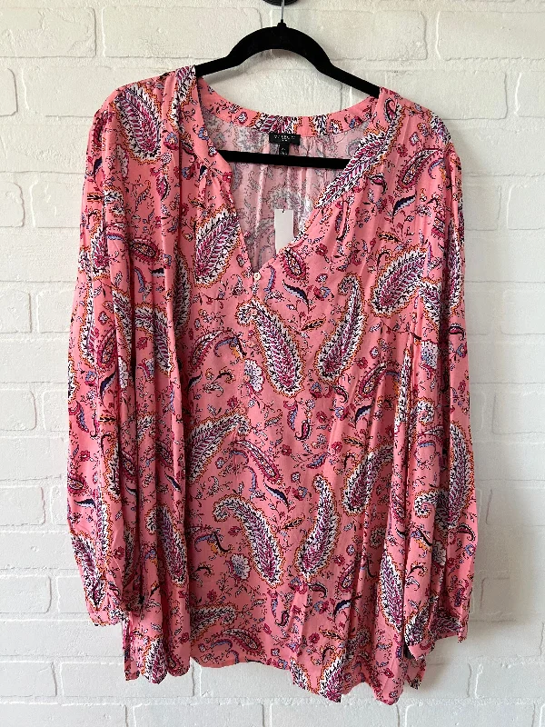 Pink Blouse Long Sleeve Talbots, Size 3x