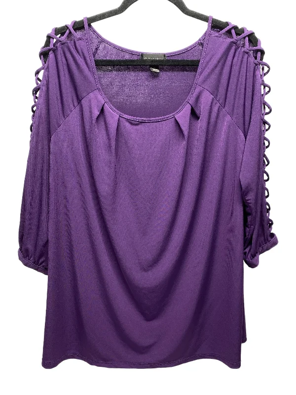 Blouse 3/4 Sleeve By G Collection In Purple, Size: 1x