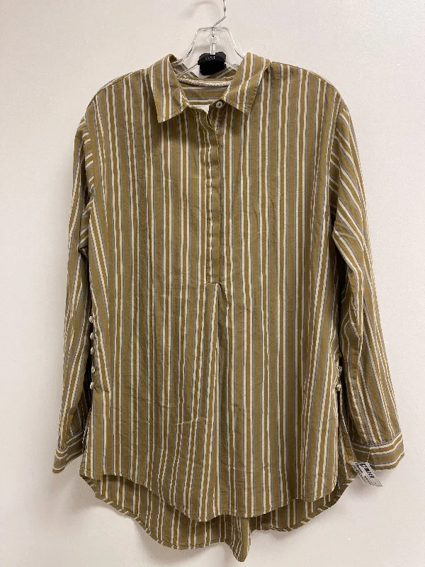 Blouse Long Sleeve By Anthropologie In Striped Pattern, Size: M