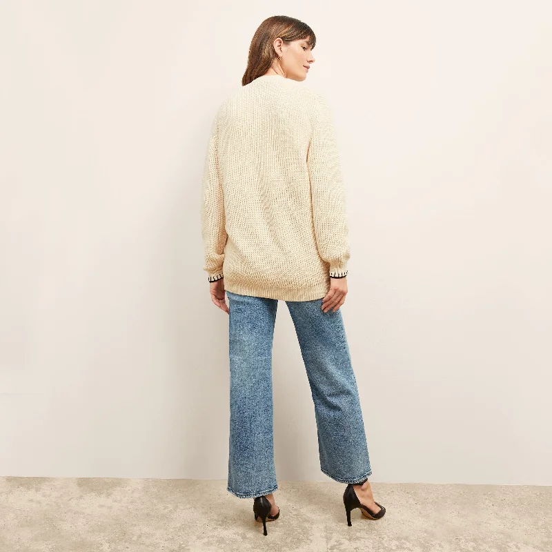 Cookie Cardigan - Contrast Knit :: Ivory/Black