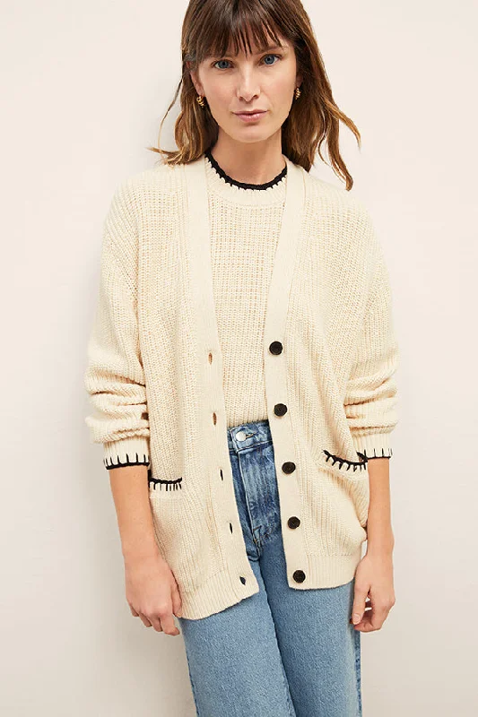 Cookie Cardigan - Contrast Knit :: Ivory/Black