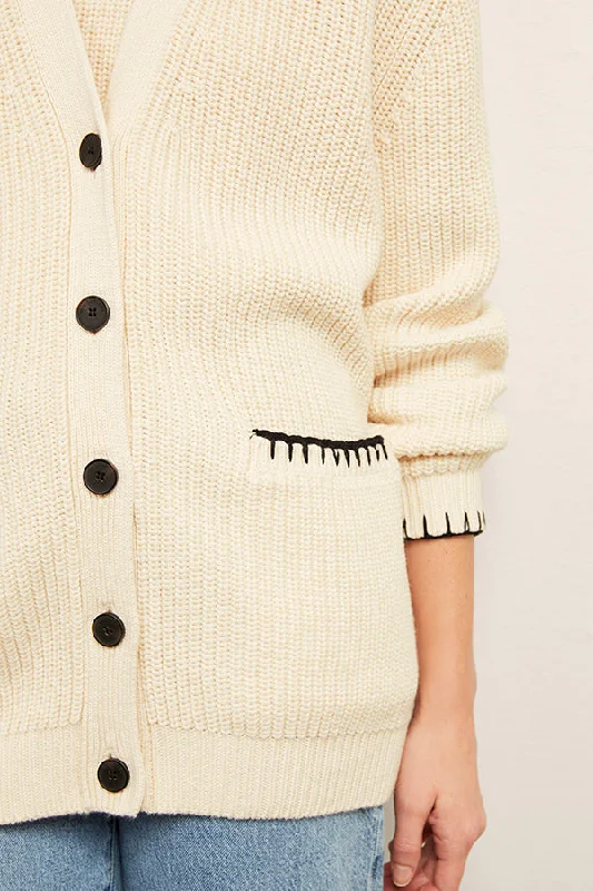 Cookie Cardigan - Contrast Knit :: Ivory/Black