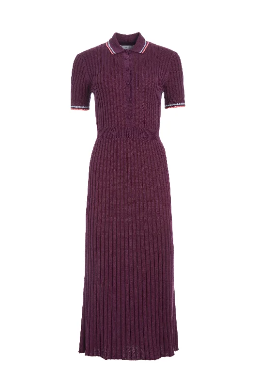 Eyot Knit Dress in Italian Plum Cashmere Silk