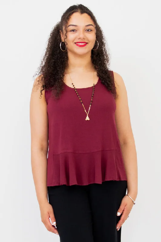 Ginny Tank, Burgundy, Linen Bamboo