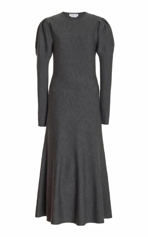 Hannah Knit Dress in Charcoal Melange Merino Wool Cashmere