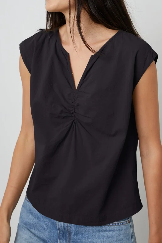 MELISSA SLEEVELESS SHIRRED TOP