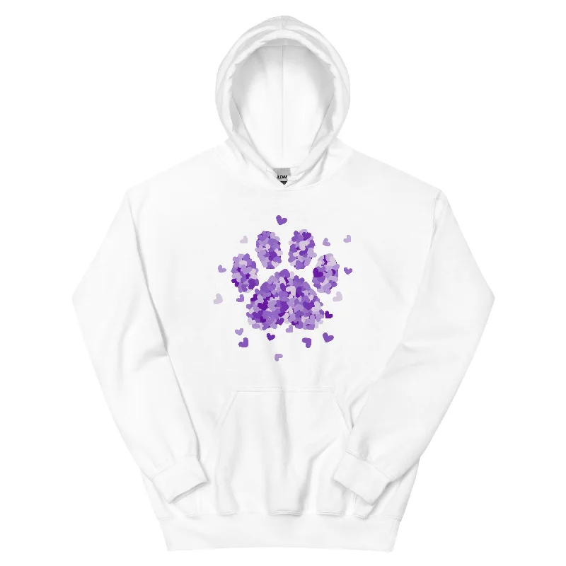 Purple Paw Print of Hearts Hoodie