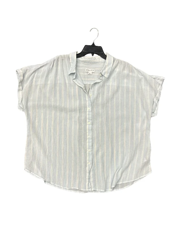 Striped Pattern Blouse Short Sleeve Ava & Viv, Size 2x