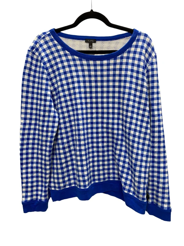 Sweatshirt Crewneck By Talbots In Blue & White, Size: L