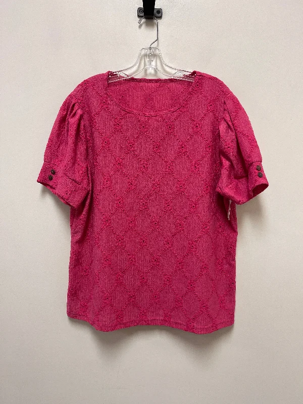 Top Short Sleeve By Shein In Pink, Size: Xl