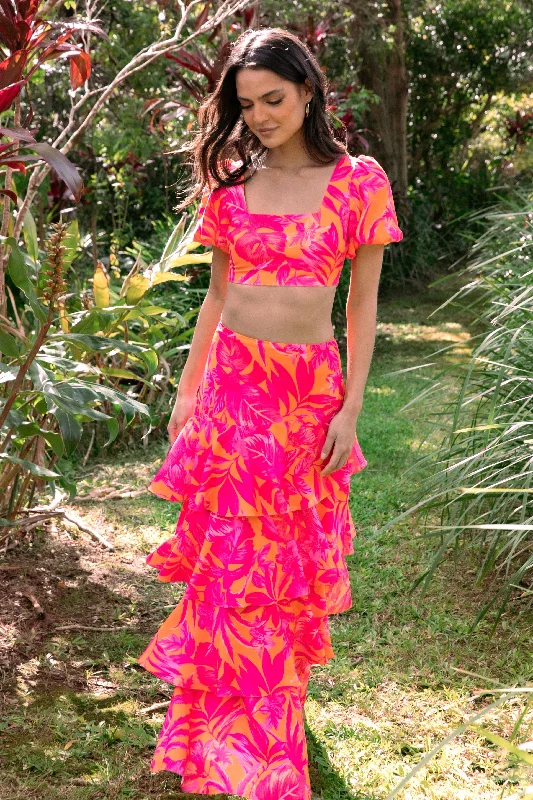 Addison Crop Top - Pink Tropics