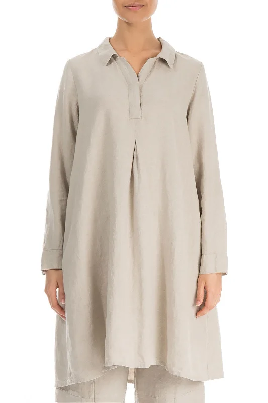 Collar Neck Natural Linen Tunic