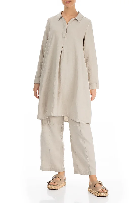 Collar Neck Natural Linen Tunic