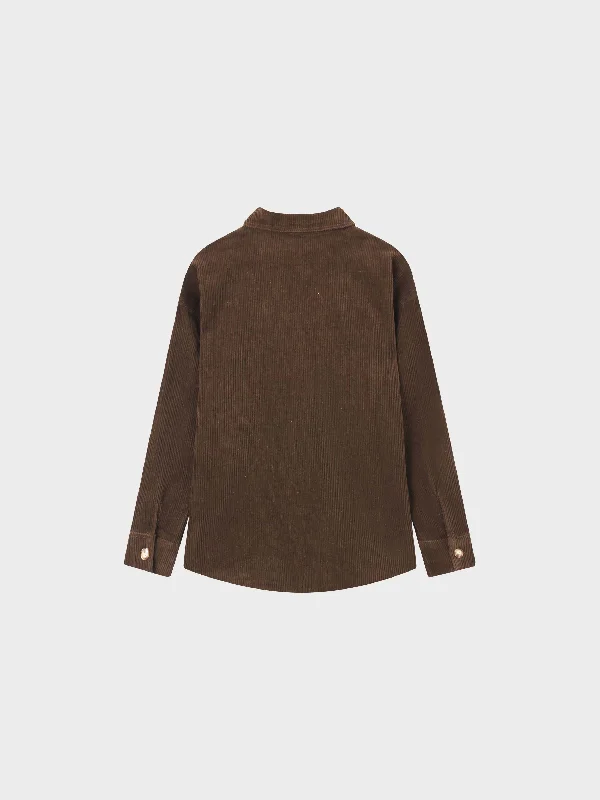 Corduroy Shacket-Brown