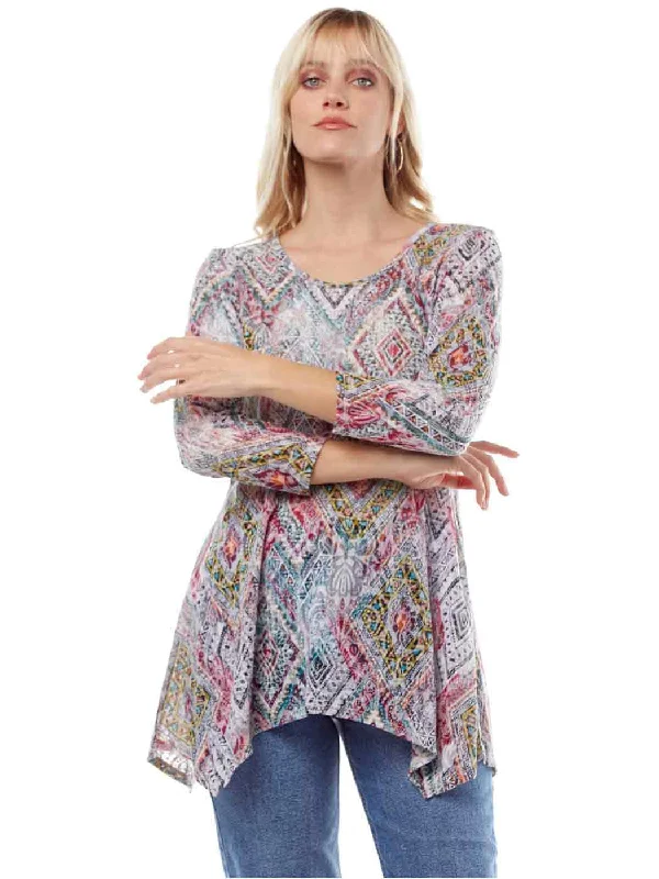 Tianello ""Elexa"" Print Cotton Burnout Asbury Tunic