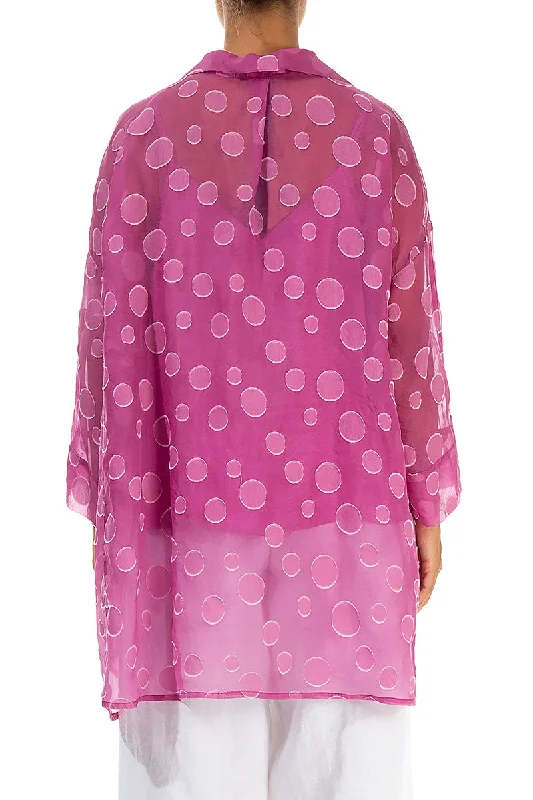 Flared Collar Neck Wild Berry Bubbles Silk Tunic