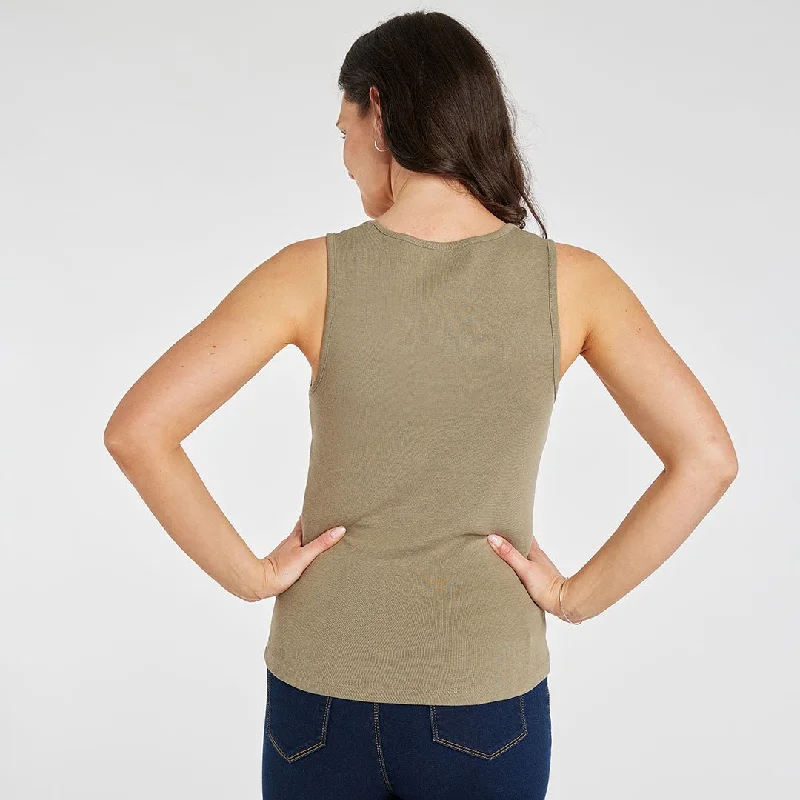 Ladies Essential Crew Vest Khaki