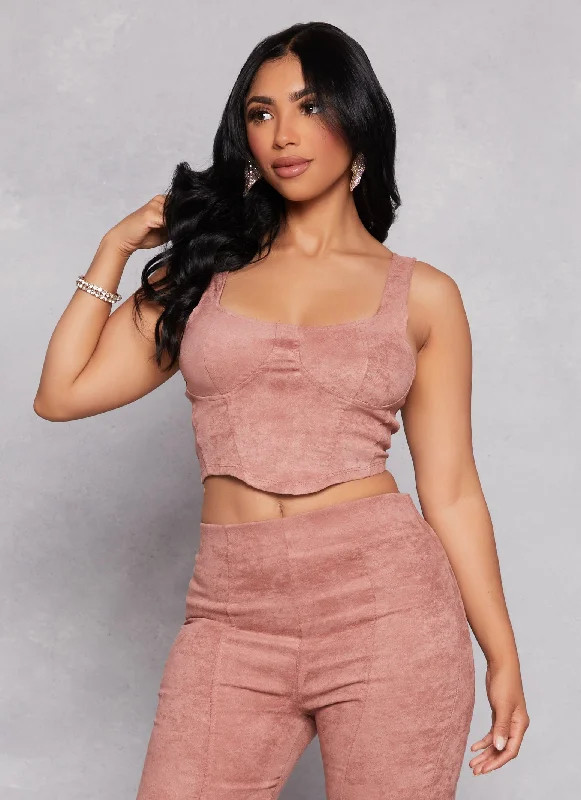 Iris Faux Suede Cropped Bustier Top