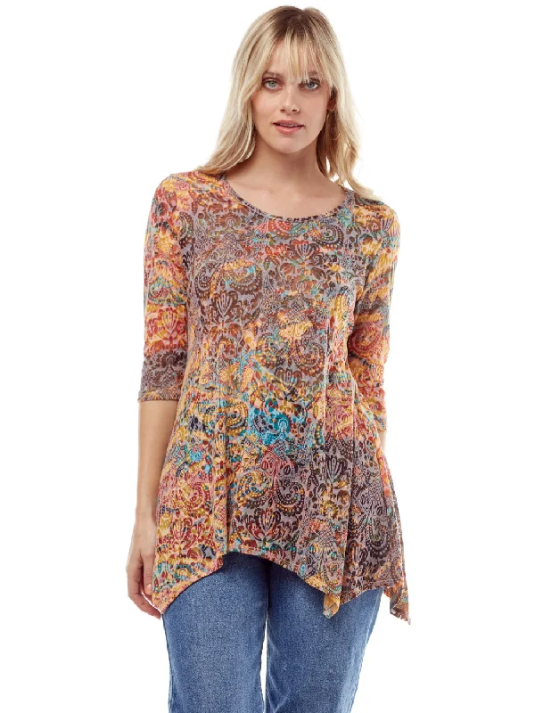 Tianello ""Polani"" Print Cotton Burnout Asbury Tunic (Limited Sizes)