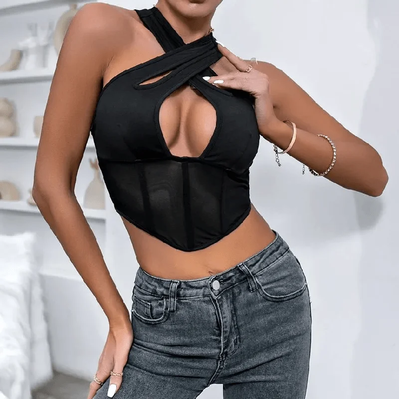 KittenAlarm - Rebeckah Halter Neck Cutout Corset Top