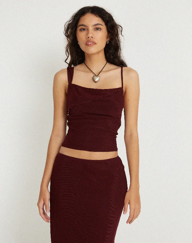 Sambu Crop Top in Mesh Burgundy