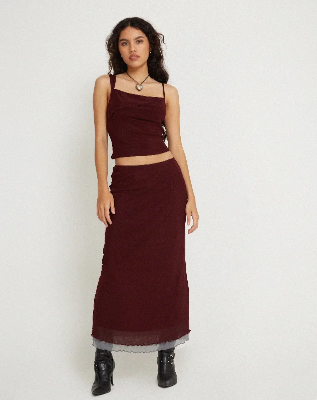 Sambu Crop Top in Mesh Burgundy