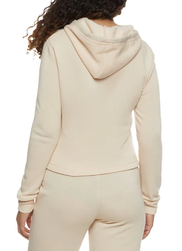 Fleece Hooded Cropped Sweatshirt