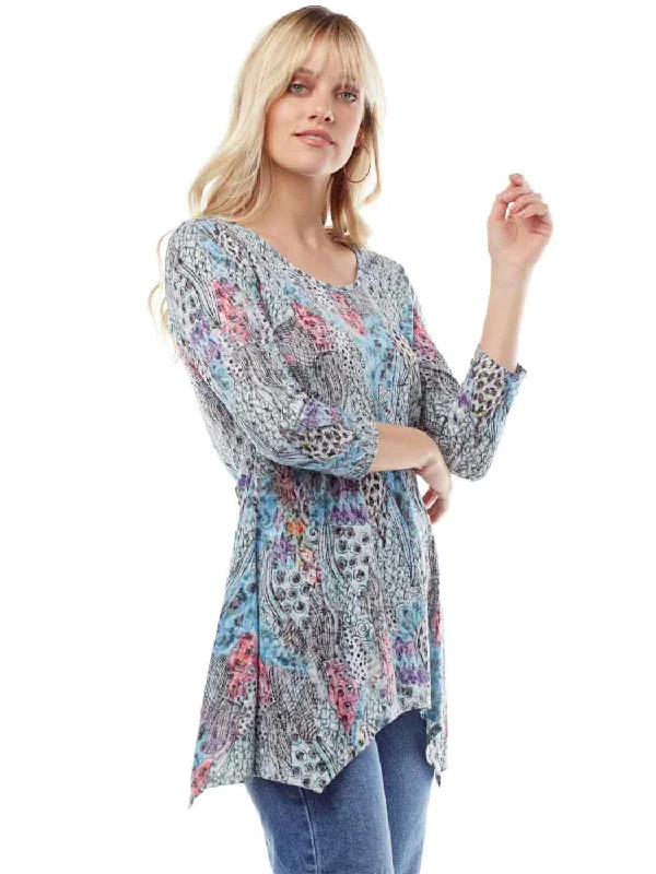 Tianello ""HipCat"" Print Cotton Burnout Asbury Tunic (Limited Sizes Available)