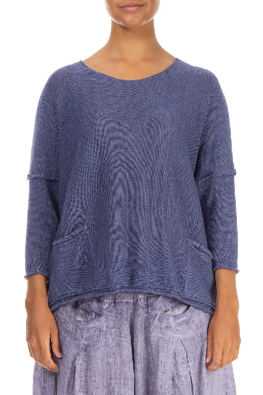 Two Pockets Violet Linen Jumper