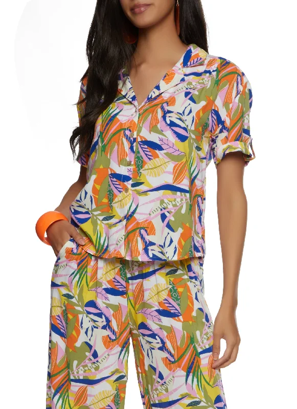 Tropical Print Short Sleeve Shirt