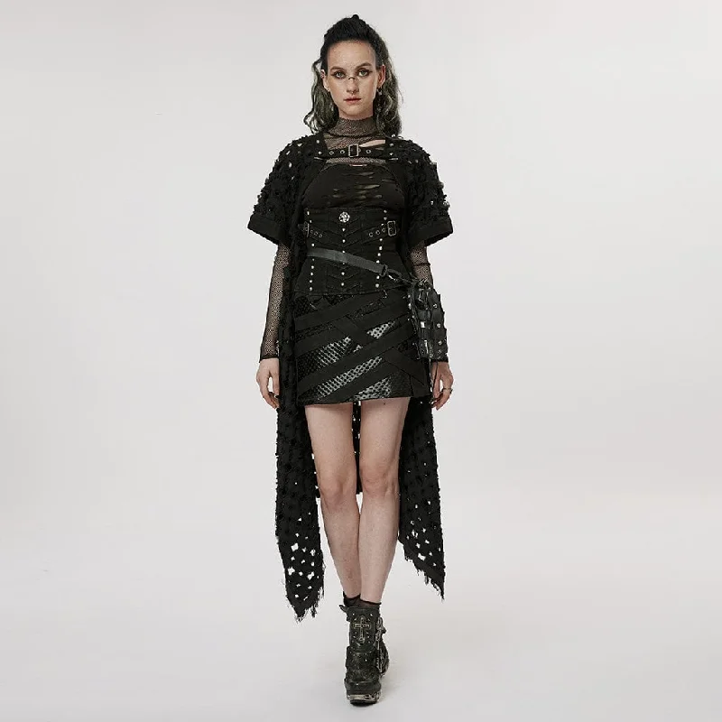 Women's Punk Ripped Buckle Cardigan