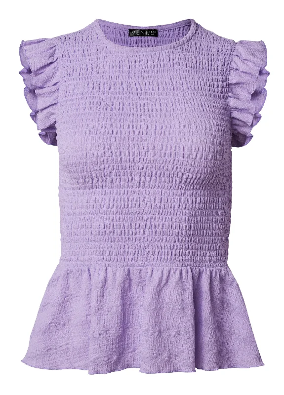 Smocked peplum top - Purple